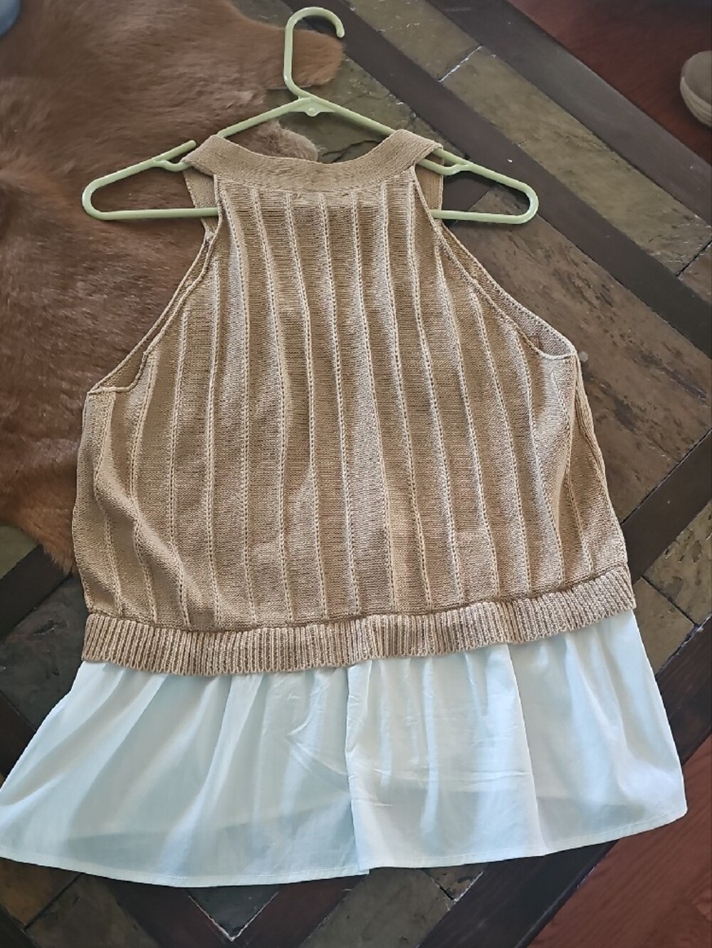 Reformation Beige Cable Knit Halter Peplum Top - Picture 3 of 4